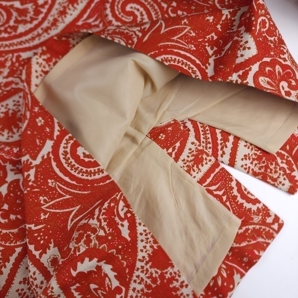 J. CREW Pocketed Orange Cream Paisley Skirt Sz 4 - Picture 8 of 9